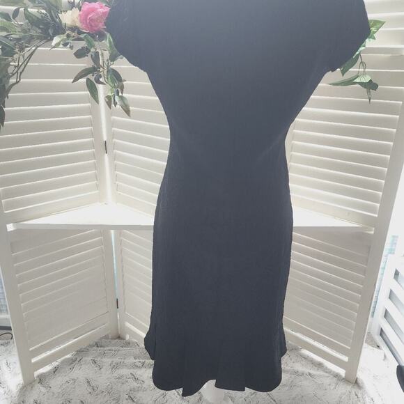 ARMANI COLLEZIONI BLACK V NECK LINED CAP SLEEVE RUFFLE DRESS SIZE M/L - Picture 4 of 7